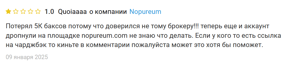 Nopureum кидает на деньги