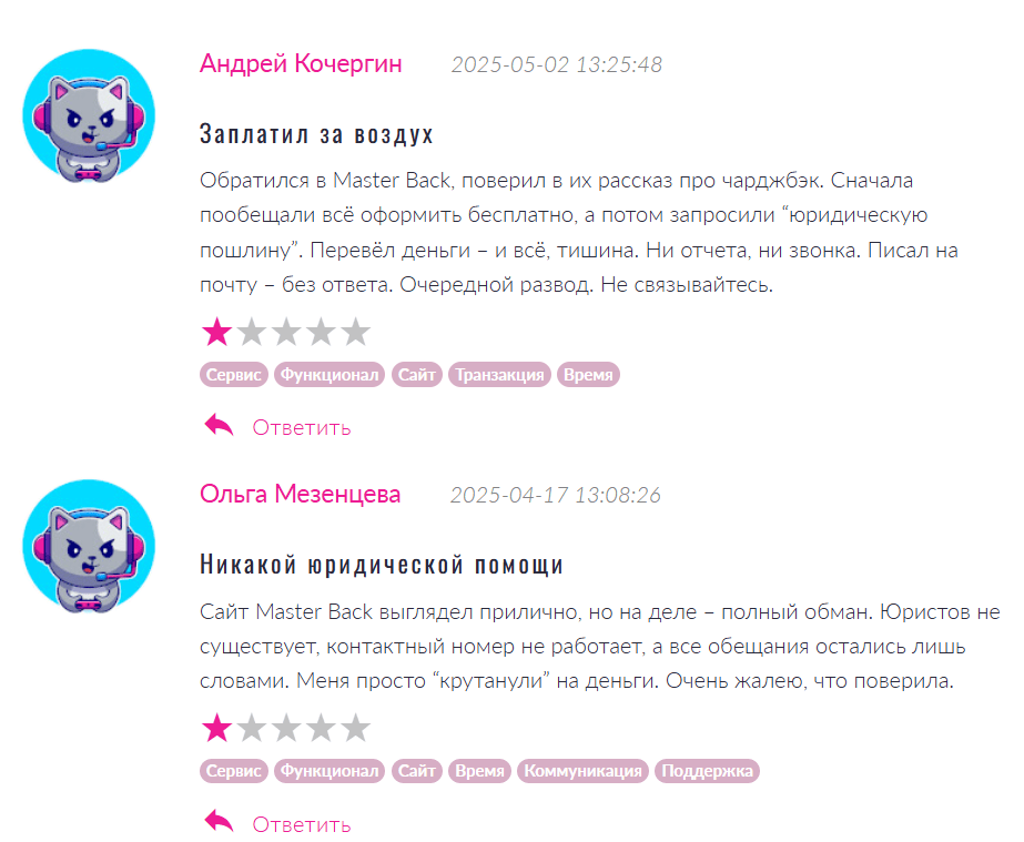 Master Back отзывы