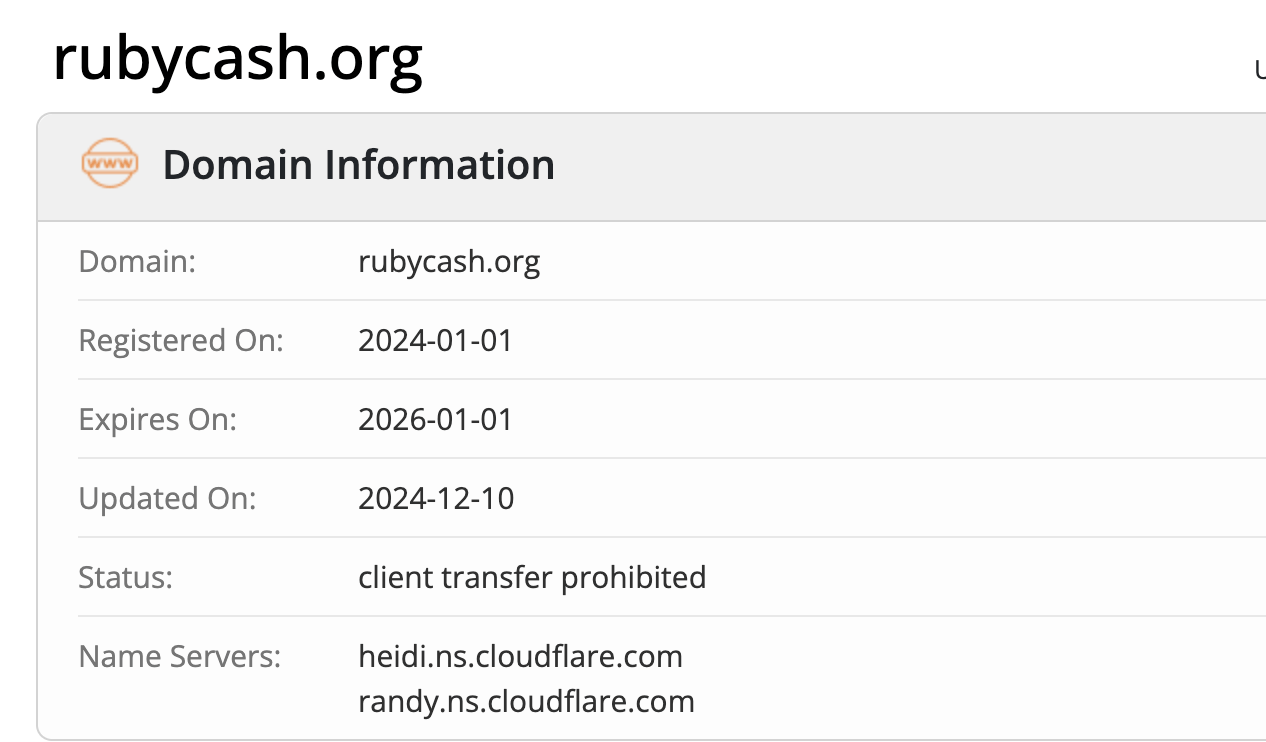 Rubycash домен