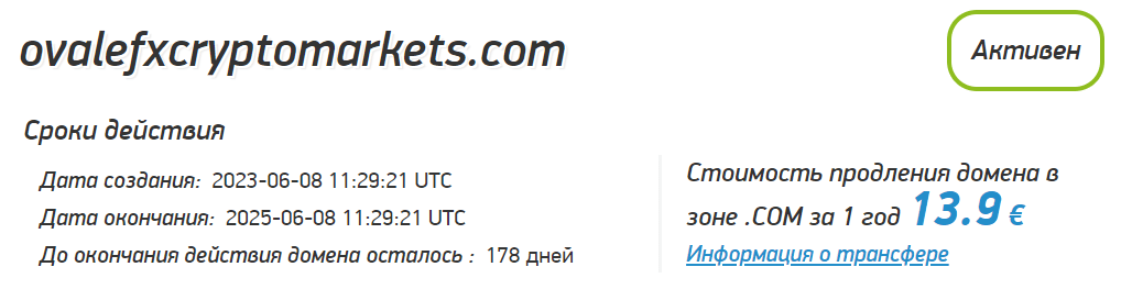 OvaleFXCryptoMarkets проверка домена