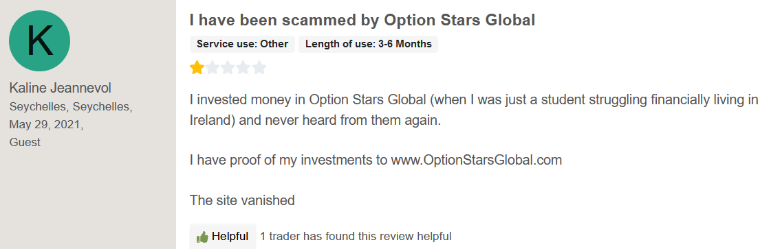 Option Stars Global жалоба клиента