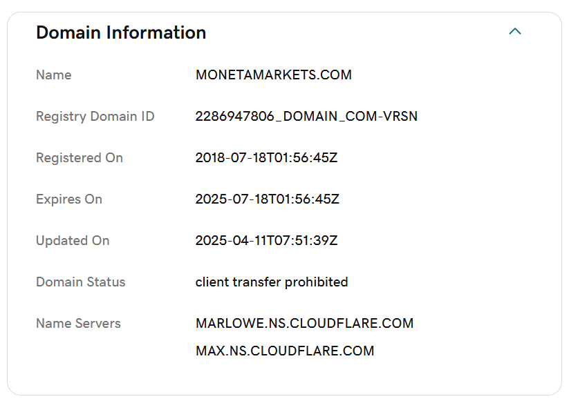 Moneta Markets домен
